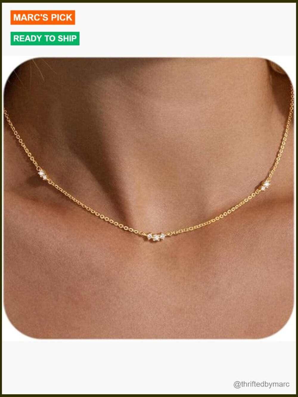 Dainty Gold Choker Necklace 14k Gold Plated CZ Diamond Layering Chain 14-18 inch